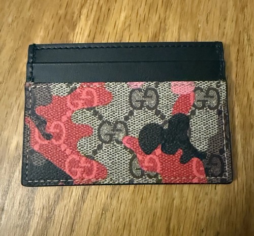 Gucci pink camo canvas card - pink,