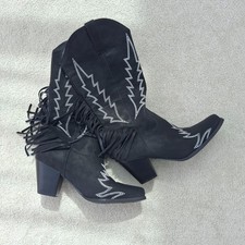 Black Fringed Faux Suede