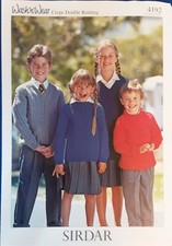 Original Sirdar Wash N Wear Crepe DK Child sweaters Knitting Pattern 4192