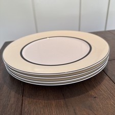 Marks And Spencer M&S Cream Black White Fine China Manhattan Dinner Plates X 4