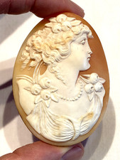 Large 5.8cm Fine Carved Antique Cameo Brooch Insert ft. Diana the Huntress