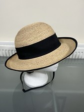 Women’s The Tilley Raffia Sun Hat UPF 50+ Size M Palm Raffia Secret Pocket