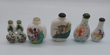 Vintage Painted Chinese Snuff Bottles X5