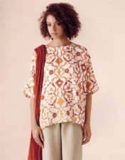NEW Eskandar Bergdorf Goodman OYSTER/RUST Amber Petra Dura Linen Top (0) $695
