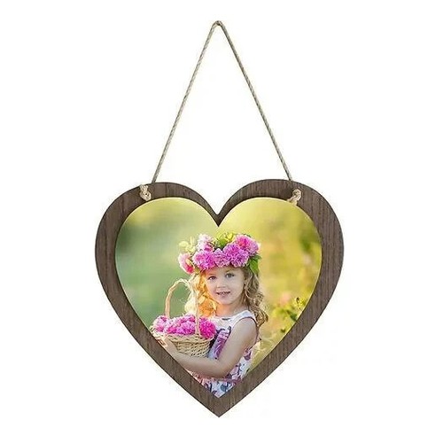 Heart dark wood hanging photo - dark,