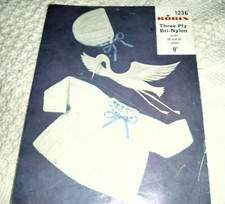 ORIGINAL VINTAGE, ROBIN, KNITTING PATTERN, No.1236 MATINEE COAT & BONNET