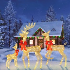Set of 3 Pre lit Reindeer Deer