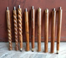 Set of 3 PCs 3 Fold Brown Wooden Walking Stick Cane For Head Handle Only Shaft