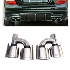 C63 Exhaust Tips For C250 C300 C350 Mercedes W204 W211 C-Class Sliver blk AMG