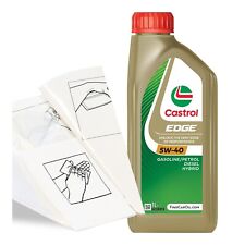 Engine Oil Top Up Castrol EDGE 5w-40 1 LITRE 1L + Gloves Wipes Funnel