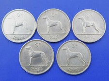 5 IRISH SIXPENCE 6d WOLFHOUND COINS MIXED DATES 1928-68 / SNIFF'S  ANCIENT COINS