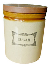 Moira Stoneware Sugar Storage Pot Cannister + Lid Cottage Handcrafted Christmas