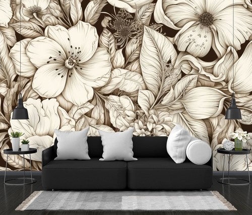 Vintage sepia flowers pattern - vintage,