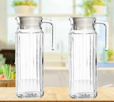 2 Slim Glass Fridge Jug 1L