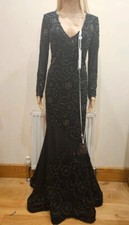 Forever Unique Vienna Mesh Lace Gem Embellished Fishtail Maxi Dress Gown UK10