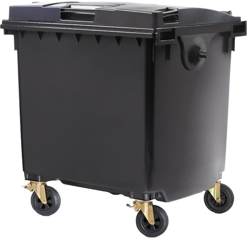 1100l wheelie bin black grey - bin, black/grey