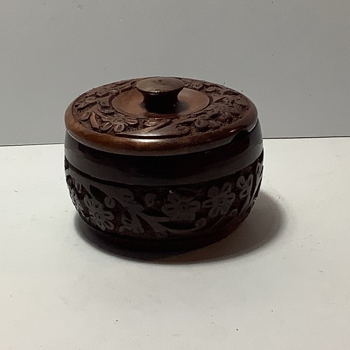 Hand carved wooden lidded - hand,