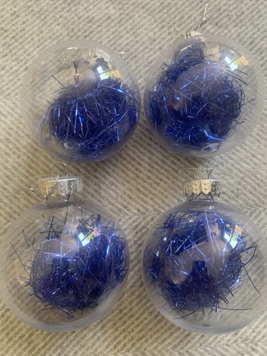 Blue tinsel baubles - 4,