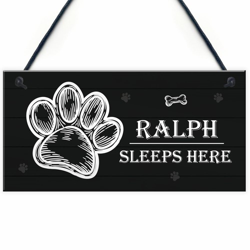 Personalised dog sign sleeps - sign,