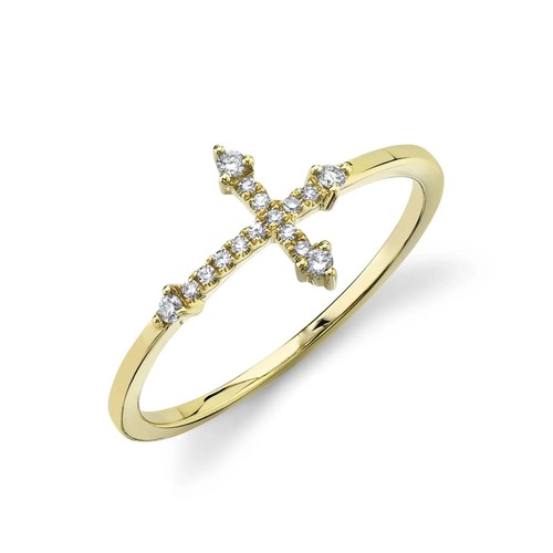 Diamond cross ring - cross, yellow