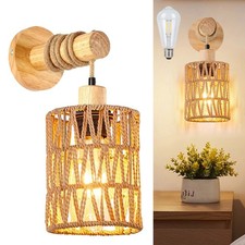 Rattan boho wall sconces - rattan,