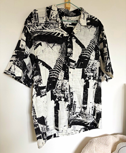 Zara men black white graphic - black/white,