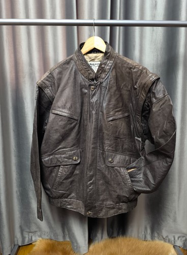 Vintage leather bomber - leather,
