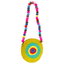 Bohemian Hippie Multicolour Round Felted Bobble Shoulder Bag Size Medium M