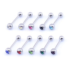 Tongue Bar with Crystal CZ GEM