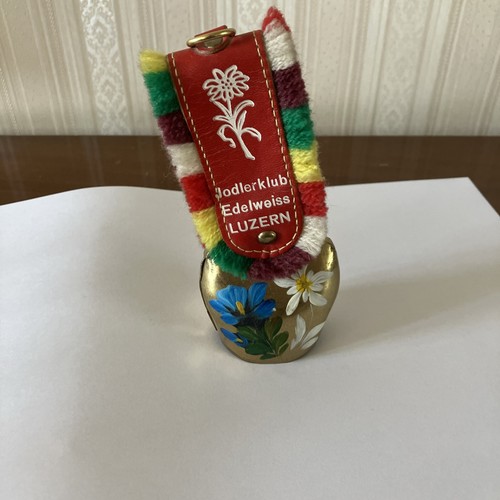 Vintage swiss cow bell floral - bell,