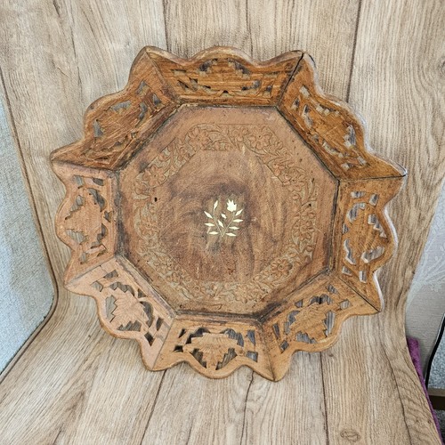 Vintage carved wood octagonal - vintage,