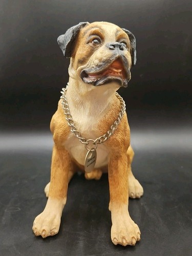 Boxer dog resin sitting - resin,