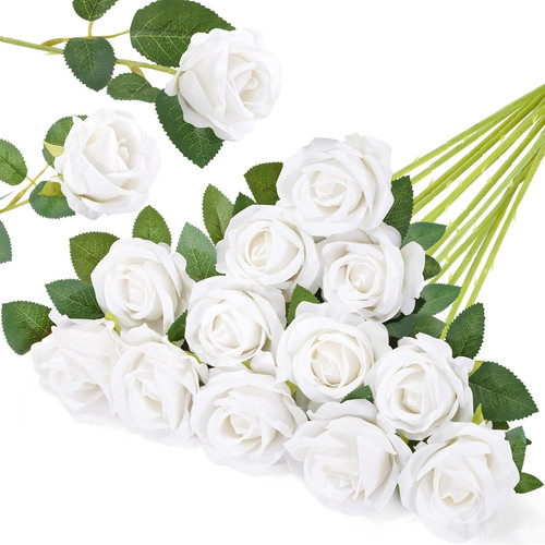 Pcs white artificial roses - 12,