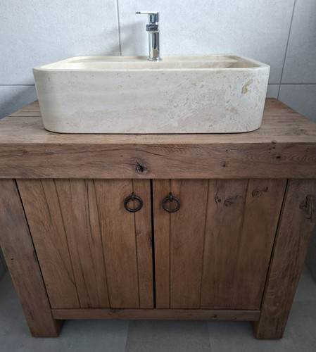 Handcrafted travertine vessel - travertine,