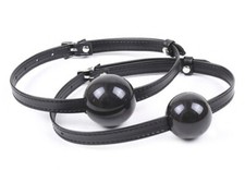 2 Size Silicon Soft Mouth Ball Gag Faux Leather Head Hood Dungeon Restraints Toy