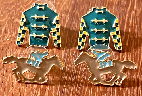 Horse racing enamel stud - horse,