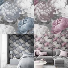 Doretta Floral Wallpaper Fabric Effect Textured Muriva Vinyl Flowers Peonies