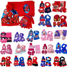 Kids Boys Girls Beanie Hat Scarf Gloves Spider-man Elsa Winter Set Age 3-8Years