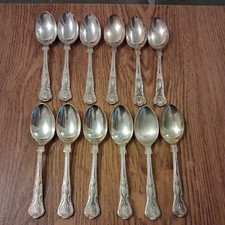 12 x Vintage Silver Plated Kings Pattern Tea Spoons EPNS A1