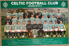 Large Original Retro CELTIC FC Poster 2012/13 Full Squad 3ft x 2ft Exc Con
