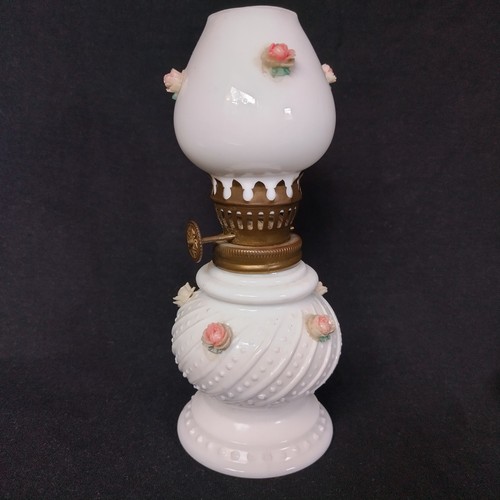 Vintage small milk glass oil