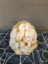 Vintage Art Deco Frosted Marbled Glass Bell Shape Pendant Light Lamp Shade
