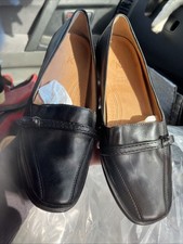 K Shoes Black Leather Extra Wide Fit 5.5 EE Ladies Flat Show New Without Box