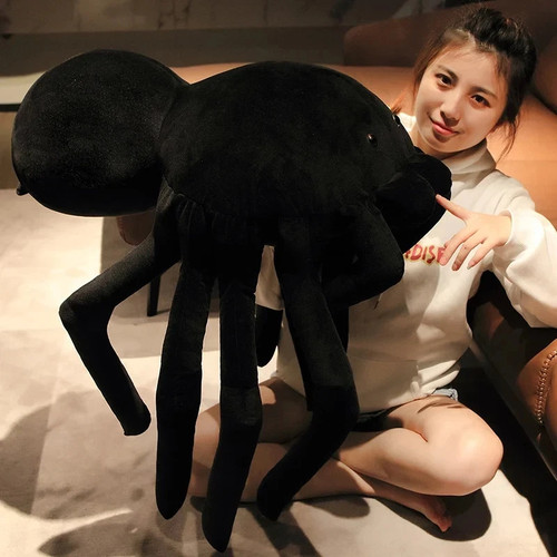 Giant black spider plush - black,