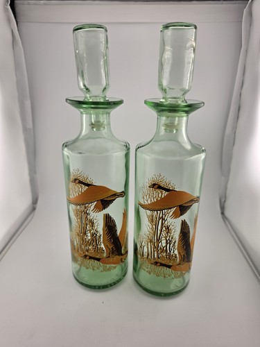 Vintage green glass goose - glass,