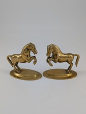 Vintage Pair Of Brass Rearing