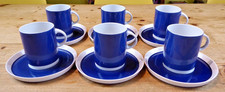 6 Vintage Thomas Blue/White Coffee Cups & Saucers Germany