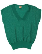 CLOCK HOUSE Womens Vest Tank Top UK 16 Large Green Flecked Acrylic EH06