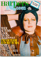 Fiona Lewis NORMAN EALES Jean Muir DIOR Bill Gibb ~ HARPERS & QUEEN Aug 1972 vtg