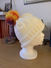  Hand Knitted Beige Hat With